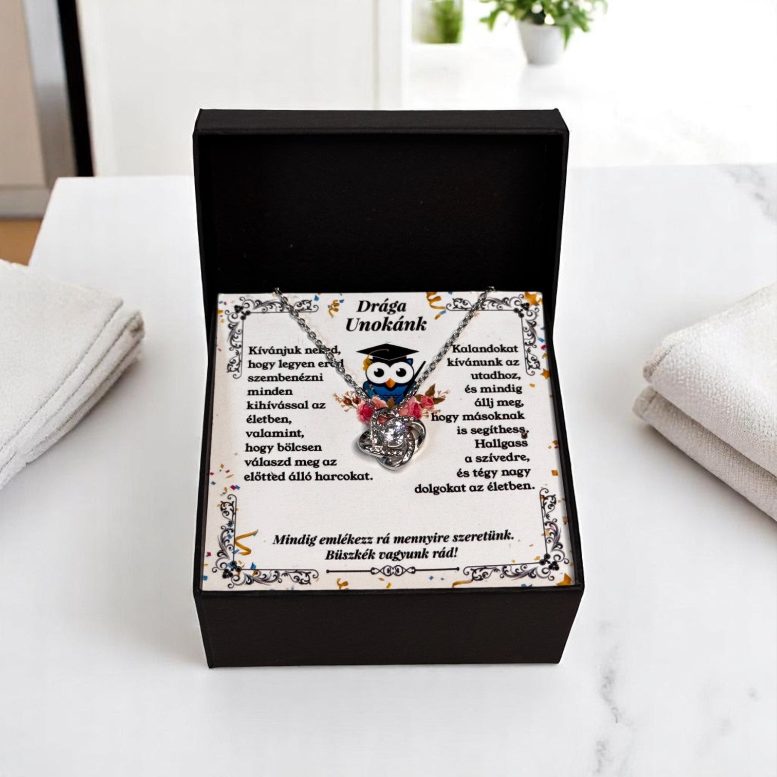 Drága Unokánk - Ballagási Nyaklánc - A02-Z01 - fonott mintás szerencsehozó nyaklánc 😍