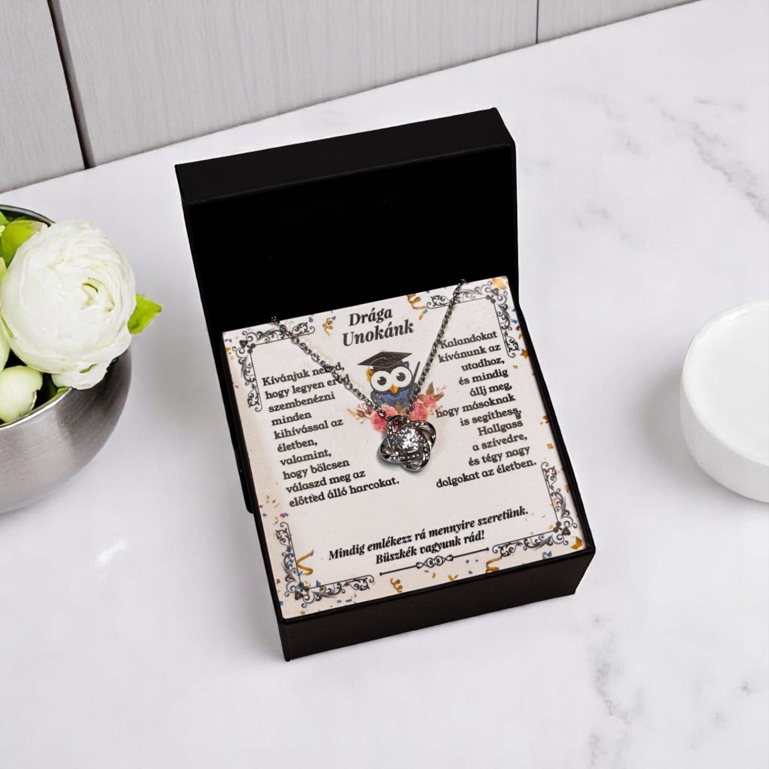 Drága Unokánk - Ballagási Nyaklánc - A02-Z01 - fonott mintás szerencsehozó nyaklánc 😍