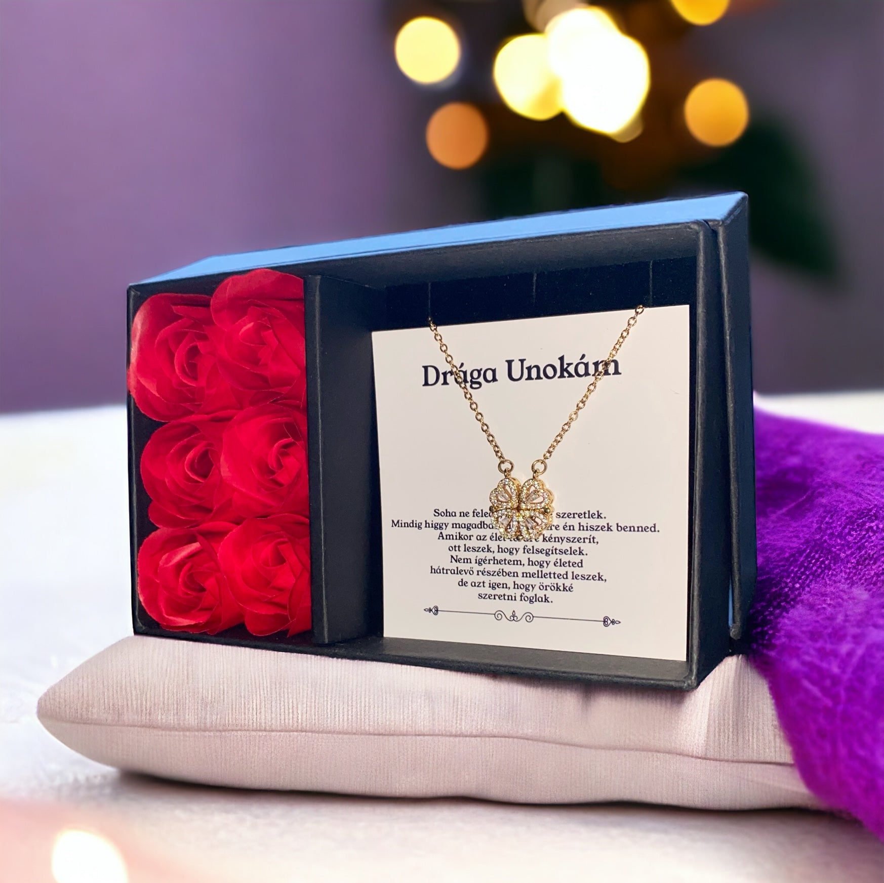 Drága Unokám - Soha ne feledd - A07-Z04 - Szív medál(14k arany bevonat)