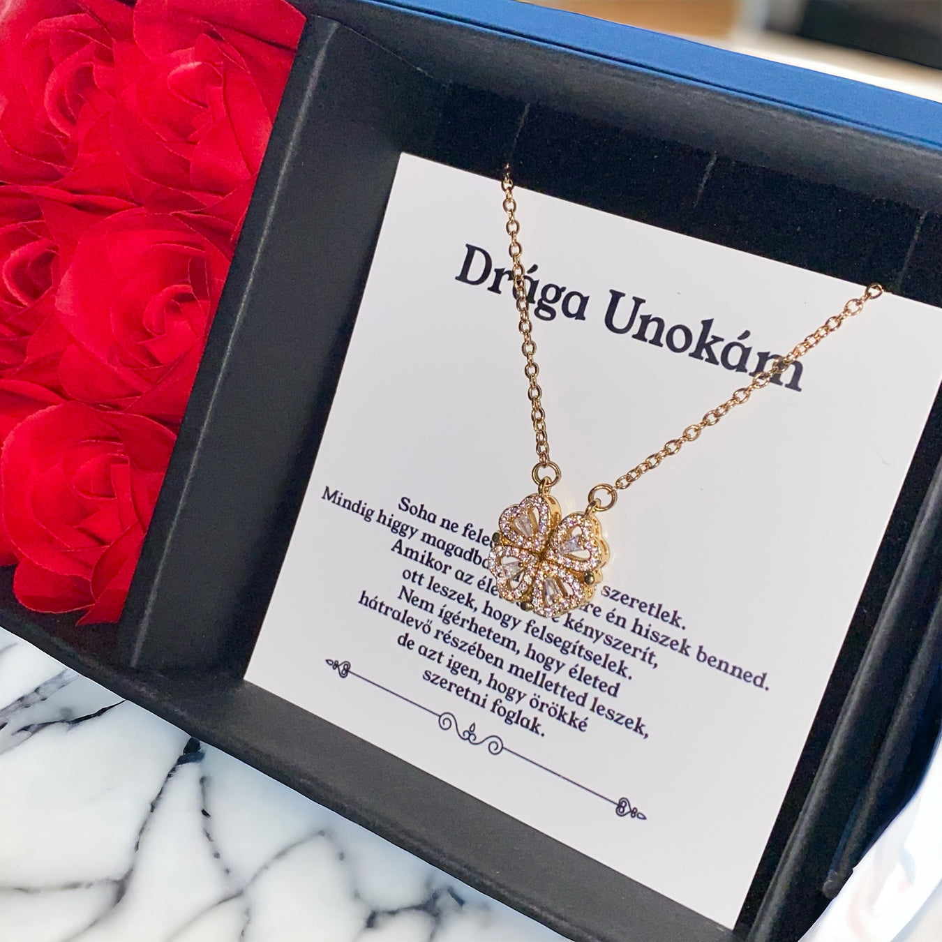 Drága Unokám - Soha ne feledd - A07-Z04 - Szív medál(14k arany bevonat)