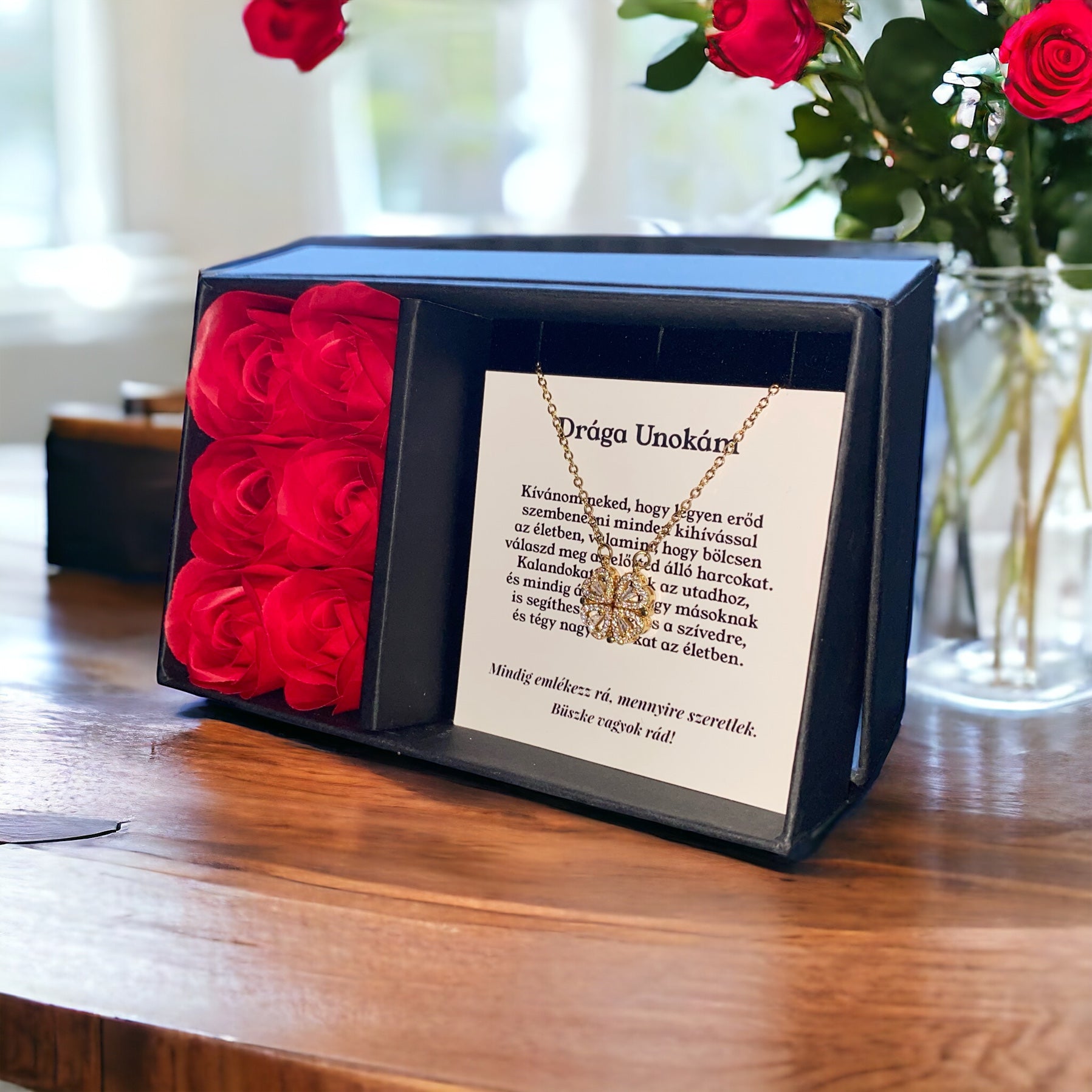 Drága Unokám - Kívánom neked - A05-Z14 - Szív medál (14k arany bevonat)