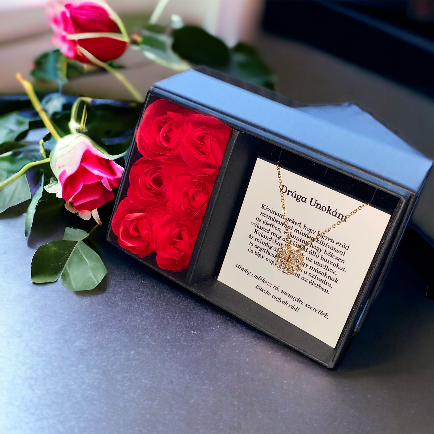 Drága Unokám - Kívánom neked - A05-Z14 - Szív medál (14k arany bevonat)