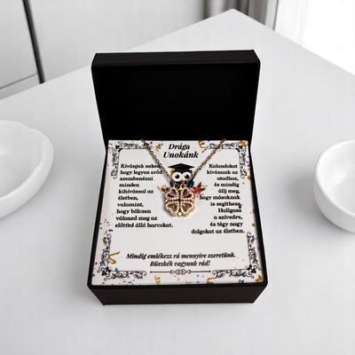 Drága Unokánk -  Ballagási Nyaklánc - A03-Z01 - 4 szív 1 szerencsehozó lóhere minta 😍