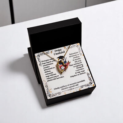 Drága Unokánk -  Ballagási Nyaklánc - A01-Z01 - aranyozott szív  😍